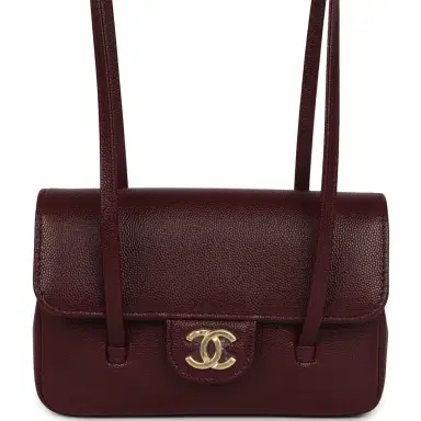 Chanel Chanel Mini Preppy Coco Clutch with Straps Dark Burgundy Shiny Caviar Brushed Gold Hardware | Thumbnail 1