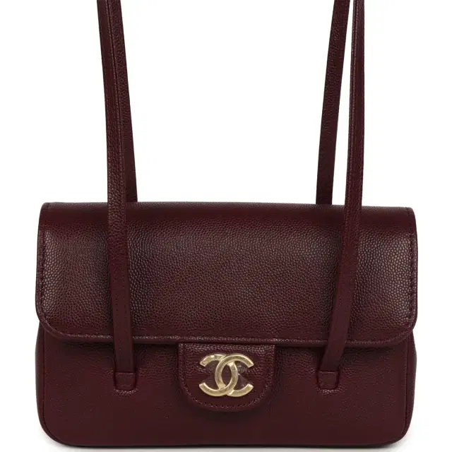 Chanel Chanel Mini Preppy Coco Clutch with Straps Dark Burgundy Shiny Caviar Brushed Gold Hardware