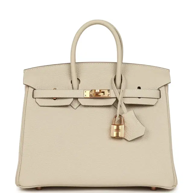 hermes Hermes Birkin 25 Craie Togo Rose Gold Hardware