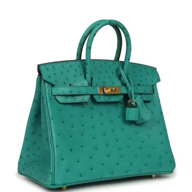 HERMÈS Hermes Birkin 25 Vert Verone Ostrich Gold Hardware | Thumbnail 2