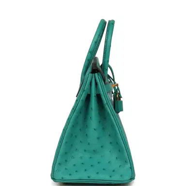 HERMÈS Hermes Birkin 25 Vert Verone Ostrich Gold Hardware | Thumbnail 3