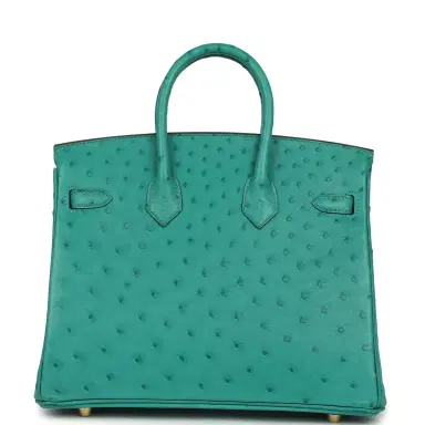 HERMÈS Hermes Birkin 25 Vert Verone Ostrich Gold Hardware | Thumbnail 4