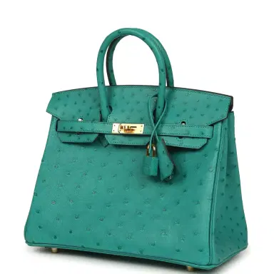 HERMÈS Hermes Birkin 25 Vert Verone Ostrich Gold Hardware | Thumbnail 5