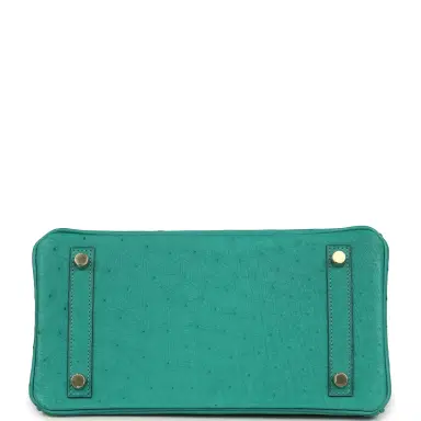 HERMÈS Hermes Birkin 25 Vert Verone Ostrich Gold Hardware | Thumbnail 6