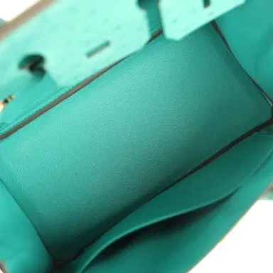 HERMÈS Hermes Birkin 25 Vert Verone Ostrich Gold Hardware | Thumbnail 8