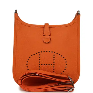 HERMÈS Hermes Evelyne 23 Orange Clemence Palladium Hardware | Thumbnail 1 HERMÈS Hermes Evelyne 23 Orange Clemence Palladium Hardware | Thumbnail 1