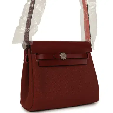 HERMÈS Hermes Herbag Zip 20 Mini Rouge H Toile Militaire Canvas and Vache Hunter Palladium Hardware | Thumbnail 2 HERMÈS Hermes Herbag Zip 20 Mini Rouge H Toile Militaire Canvas and Vache Hunter Palladium Hardware | Thumbnail 2