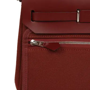 HERMÈS Hermes Herbag Zip 20 Mini Rouge H Toile Militaire Canvas and Vache Hunter Palladium Hardware | Thumbnail 10 HERMÈS Hermes Herbag Zip 20 Mini Rouge H Toile Militaire Canvas and Vache Hunter Palladium Hardware | Thumbnail 10
