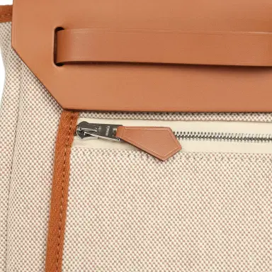 HERMÈS Hermes Herbag Zip PM 31 "Circuit 24" Ecru, Orange Toile H Plume and Natural Vache Hunter Palladium Hardware | Thumbnail 10 HERMÈS Hermes Herbag Zip PM 31 "Circuit 24" Ecru, Orange Toile H Plume and Natural Vache Hunter Palladium Hardware | Thumbnail 10