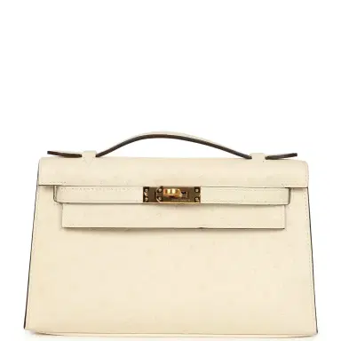 HERMÈS Hermes Kelly Pochette Nata Ostrich Boreal Gold Hardware | Thumbnail 1 HERMÈS Hermes Kelly Pochette Nata Ostrich Boreal Gold Hardware | Thumbnail 1