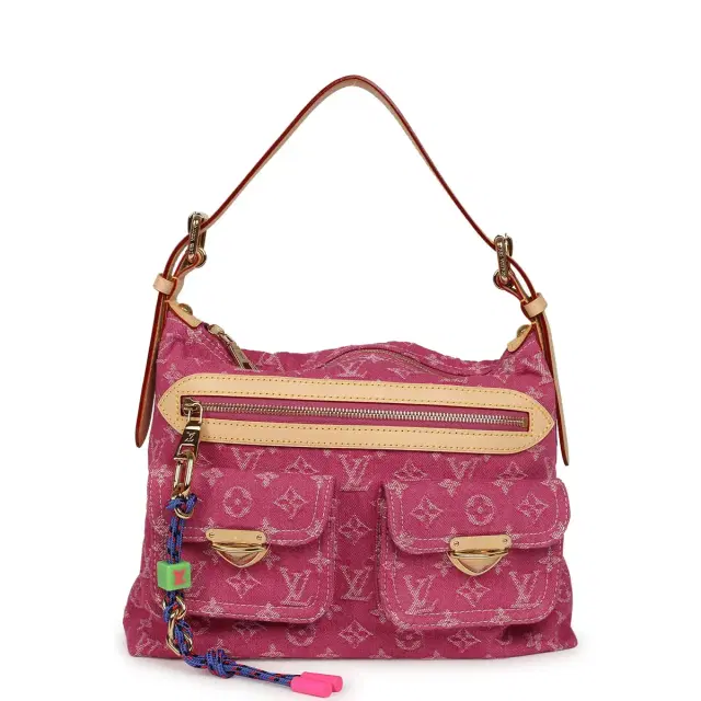 Louis Vuitton Baggy NM Fuchsia Denim Monogram Gold Hardware