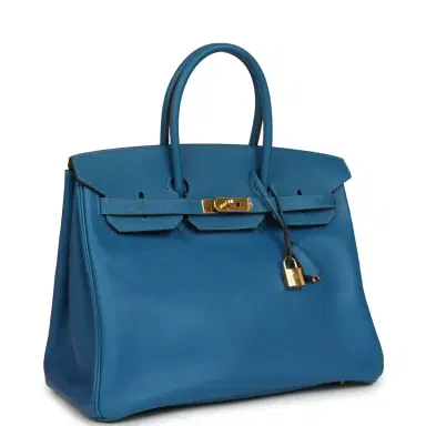 HERMÈS Pre-owned Hermes Birkin 35 Bleu Izmir Epsom Gold Hardware | Thumbnail 2