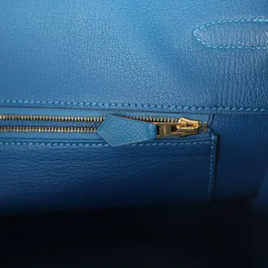 HERMÈS Pre-owned Hermes Birkin 35 Bleu Izmir Epsom Gold Hardware | Thumbnail 9