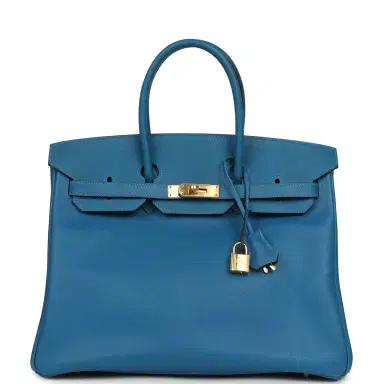 HERMÈS Pre-owned Hermes Birkin 35 Bleu Izmir Epsom Gold Hardware | Thumbnail 1