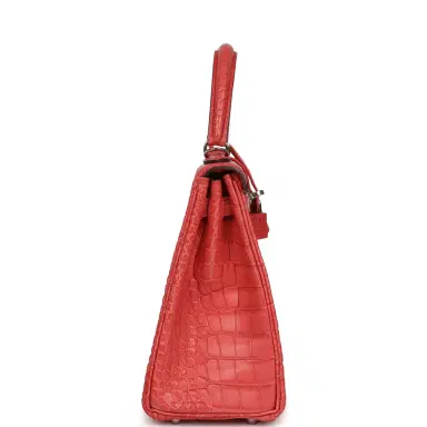 HERMÈS Pre-owned Hermes Kelly Retourne 25 Bougainvillea Matte Alligator Palladium Hardware | Thumbnail 3 HERMÈS Pre-owned Hermes Kelly Retourne 25 Bougainvillea Matte Alligator Palladium Hardware | Thumbnail 3