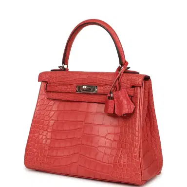 HERMÈS Pre-owned Hermes Kelly Retourne 25 Bougainvillea Matte Alligator Palladium Hardware | Thumbnail 5 HERMÈS Pre-owned Hermes Kelly Retourne 25 Bougainvillea Matte Alligator Palladium Hardware | Thumbnail 5