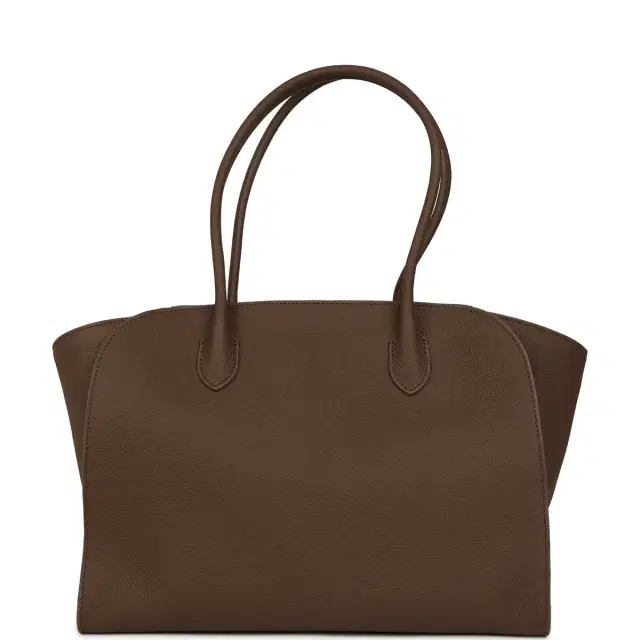 The Row Marlo 14 Tote Bag Dark Olive Calfskin Silver Hardware