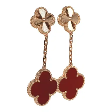 Van Cleef & Arpels Van Cleef & Arpels Magic Alhambra 2 Motif Earrings Carnelian 18K Rose Gold Hardware | Thumbnail 2 Van Cleef & Arpels Van Cleef & Arpels Magic Alhambra 2 Motif Earrings Carnelian 18K Rose Gold Hardware | Thumbnail 2