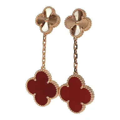 Van Cleef & Arpels Van Cleef & Arpels Magic Alhambra 2 Motif Earrings Carnelian 18K Rose Gold Hardware | Thumbnail 3 Van Cleef & Arpels Van Cleef & Arpels Magic Alhambra 2 Motif Earrings Carnelian 18K Rose Gold Hardware | Thumbnail 3