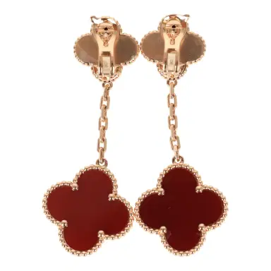 Van Cleef & Arpels Van Cleef & Arpels Magic Alhambra 2 Motif Earrings Carnelian 18K Rose Gold Hardware | Thumbnail 4 Van Cleef & Arpels Van Cleef & Arpels Magic Alhambra 2 Motif Earrings Carnelian 18K Rose Gold Hardware | Thumbnail 4