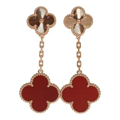 Van Cleef & Arpels Van Cleef & Arpels Magic Alhambra 2 Motif Earrings Carnelian 18K Rose Gold Hardware | Thumbnail 1 Van Cleef & Arpels Van Cleef & Arpels Magic Alhambra 2 Motif Earrings Carnelian 18K Rose Gold Hardware | Thumbnail 1