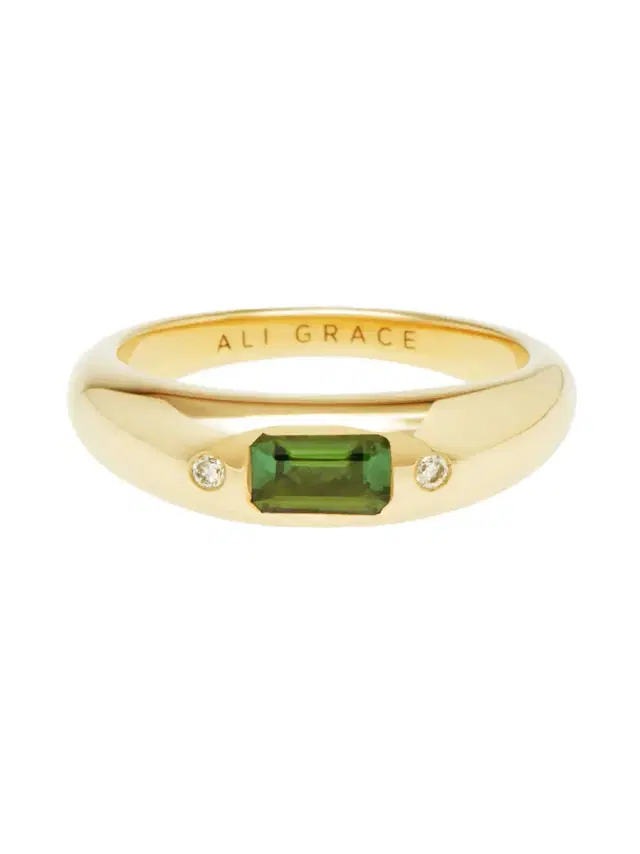 aligrace Green Tourmaline and Diamond Mini Bubble Ring