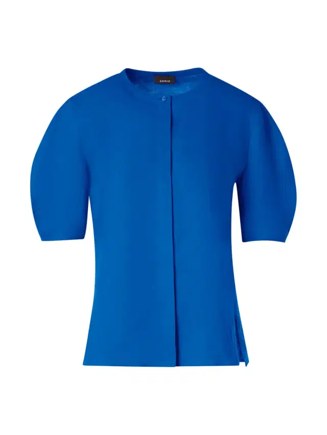 Linen Puff-Sleeve Blouse