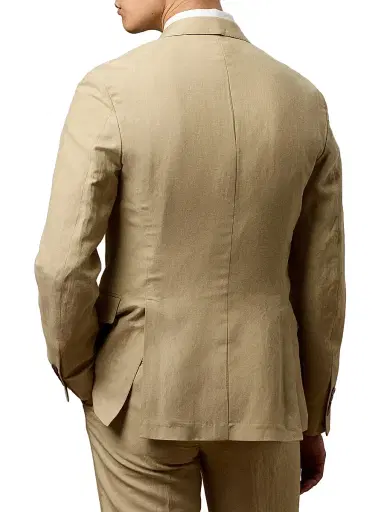 Ralph Lauren Purple Label Men's Notch Lapel Silk-Linen Single-Breasted Sport Coat - Classic Tan | Thumbnail 4
