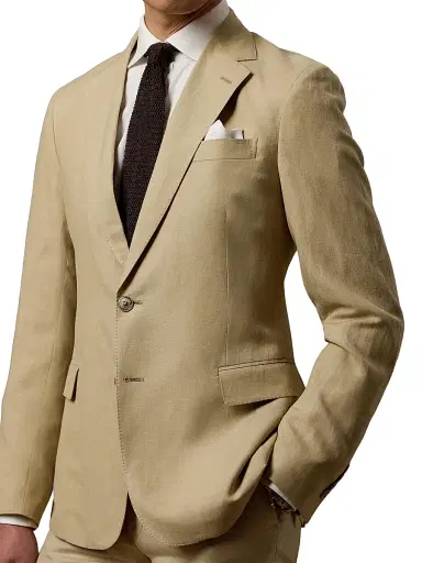 Ralph Lauren Purple Label Men's Notch Lapel Silk-Linen Single-Breasted Sport Coat - Classic Tan | Thumbnail 5
