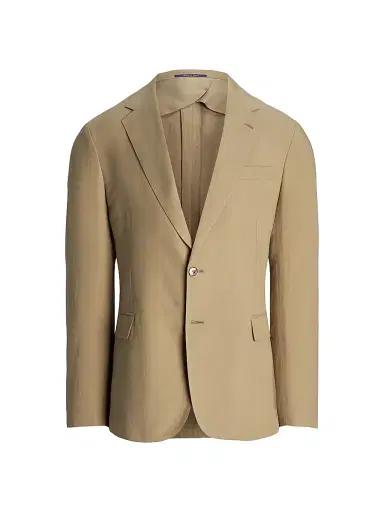 Ralph Lauren Purple Label Men's Notch Lapel Silk-Linen Single-Breasted Sport Coat - Classic Tan | Thumbnail 1