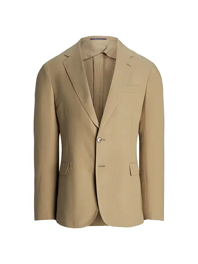 Men's Notch Lapel Silk-Linen Single-Breasted Sport Coat - Classic Tan