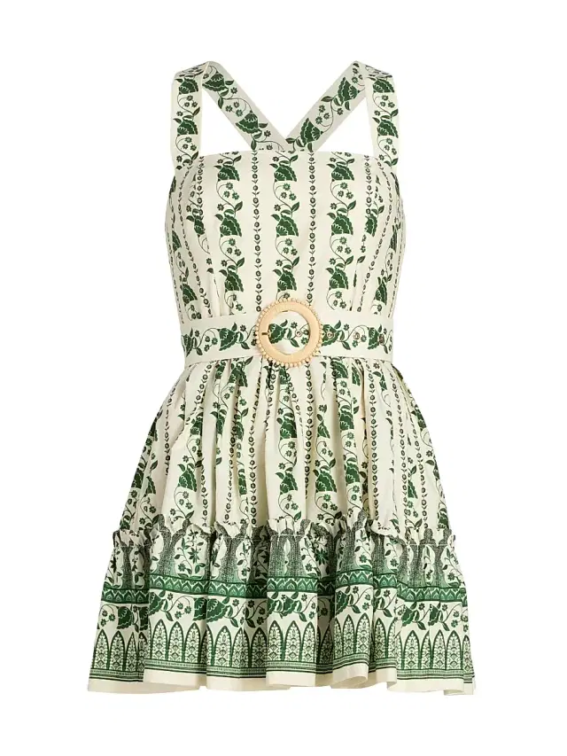 Women's Julietta Floral Vine Cotton Minidress - Vining Flora Green