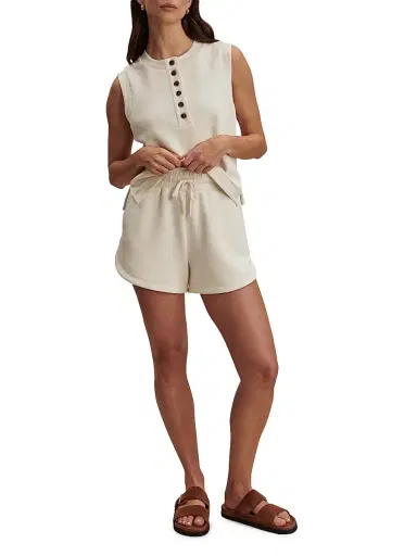 Varley Women's Coulter High-Rise Drawstring Shorts - Pristine | Thumbnail 2 Varley Women's Coulter High-Rise Drawstring Shorts - Pristine | Thumbnail 2