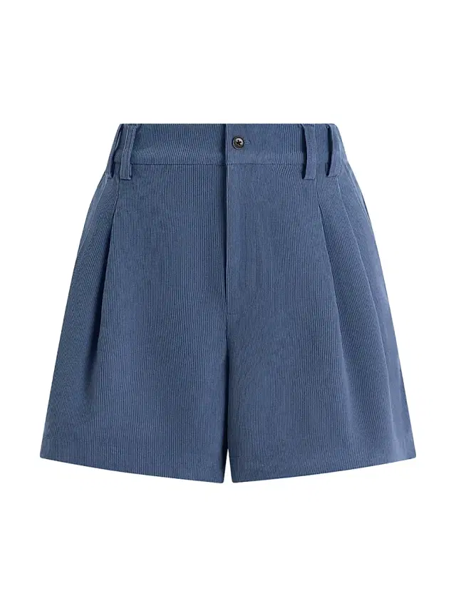 Women's Jorden Pleated Corduroy High-Rise Shorts - Bijou Blue