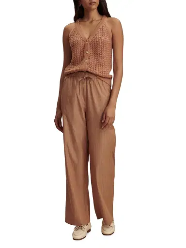 Varley Women's Rowan Striped Cotton High-Rise Straight-Leg Pants | Thumbnail 2