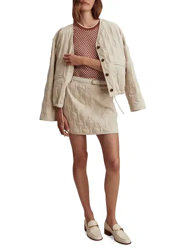 Varley Women's Florin Quilted Miniskirt - Oat Milk - Size XS | Thumbnail 2