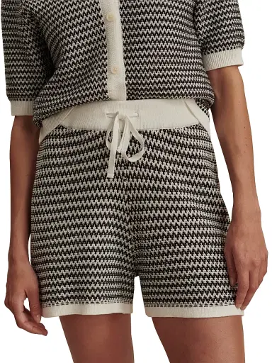 Varley Women's Villiers Zigzag Cotton Shorts - Snow White Black | Thumbnail 3 Varley Women's Villiers Zigzag Cotton Shorts - Snow White Black | Thumbnail 3