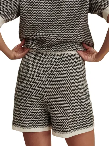 Varley Women's Villiers Zigzag Cotton Shorts - Snow White Black | Thumbnail 5 Varley Women's Villiers Zigzag Cotton Shorts - Snow White Black | Thumbnail 5