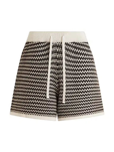 Varley Women's Villiers Zigzag Cotton Shorts - Snow White Black | Thumbnail 1 Varley Women's Villiers Zigzag Cotton Shorts - Snow White Black | Thumbnail 1
