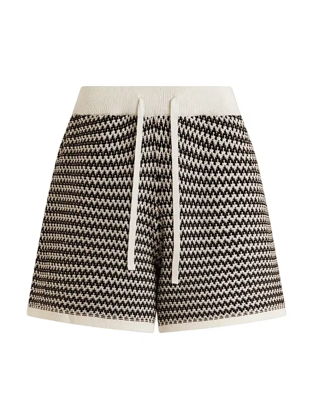Women's Villiers Zigzag Cotton Shorts - Snow White Black