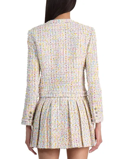 Alice + Olivia Women's Landon Tweed Crop Jacket - Off White Multi - Size Large | Thumbnail 5 Alice + Olivia Women's Landon Tweed Crop Jacket - Off White Multi - Size Large | Thumbnail 5