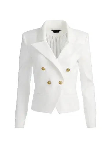 Alice + Olivia Women's Sable Double-Breasted Crop Blazer - Off White - Size 8 | Thumbnail 1 Alice + Olivia Women's Sable Double-Breasted Crop Blazer - Off White - Size 8 | Thumbnail 1