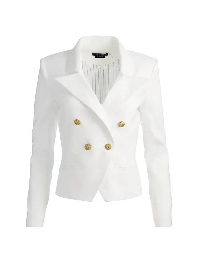 ALICE + OLIVIA Women's Sable Double-Breasted Crop Blazer - Off White