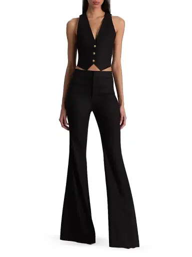Alice + Olivia Women's Linden Flared Bootcut Crease Trousers - Black - Size 14 | Thumbnail 2 Alice + Olivia Women's Linden Flared Bootcut Crease Trousers - Black - Size 14 | Thumbnail 2