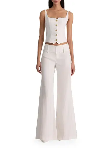 Alice + Olivia Women's Olivia Wide-Leg Flare Pants - Off White - Size 14 | Thumbnail 2