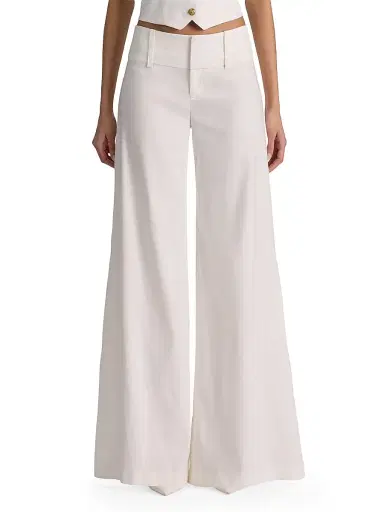 Alice + Olivia Women's Olivia Wide-Leg Flare Pants - Off White - Size 14 | Thumbnail 3