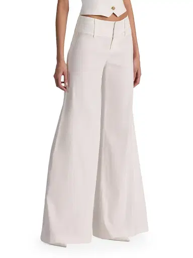 Alice + Olivia Women's Olivia Wide-Leg Flare Pants - Off White - Size 14 | Thumbnail 4