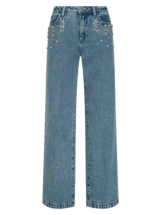 L'AGENCE Women's Scottie Crystal-Embellished Wide-Leg Jeans - Malibu