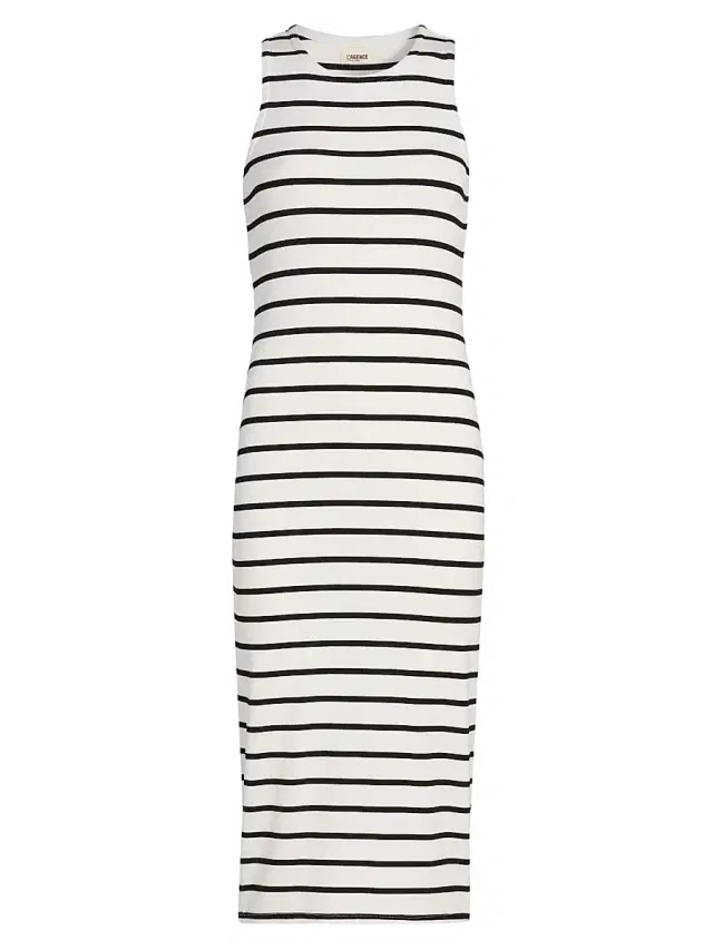 L'AGENCE Women's Nura Stripe Racerback Midi-Dress -  Black Stripe