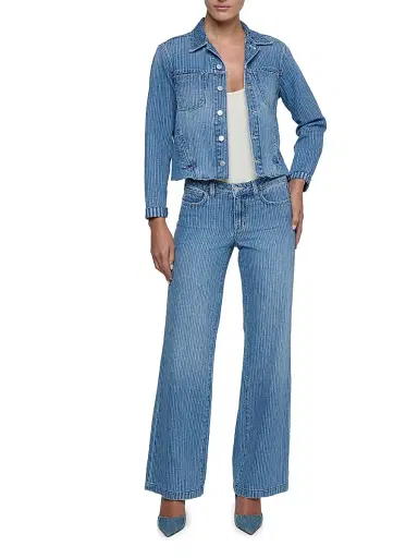 L'Agence Women's Janelle Slim Raw Denim Jacket | Thumbnail 2